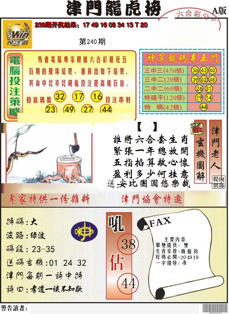 2024240期津门龙虎榜A