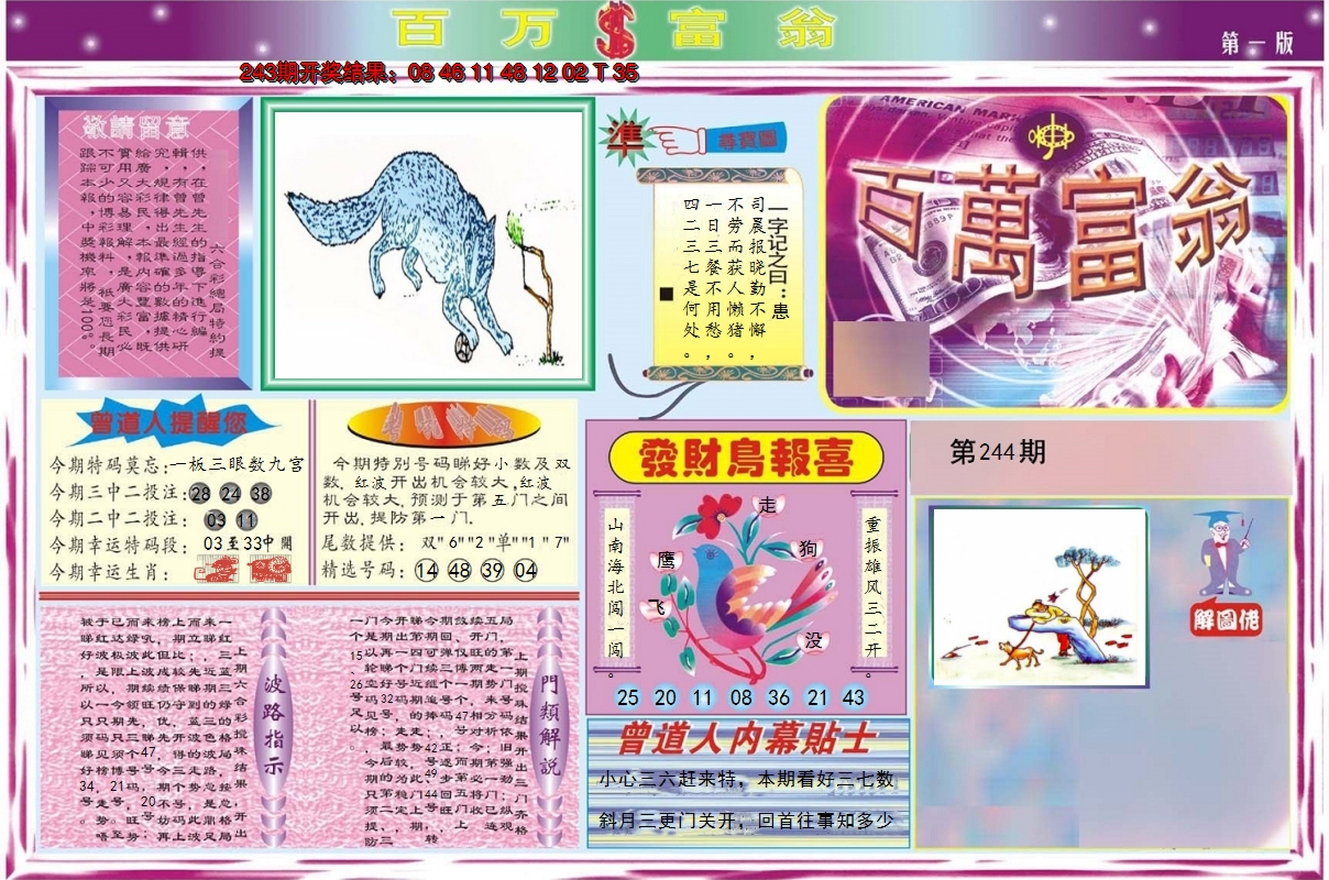 2024244期百万富翁A