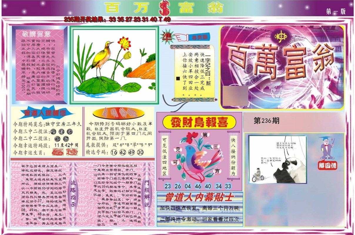 2024236期百万富翁A