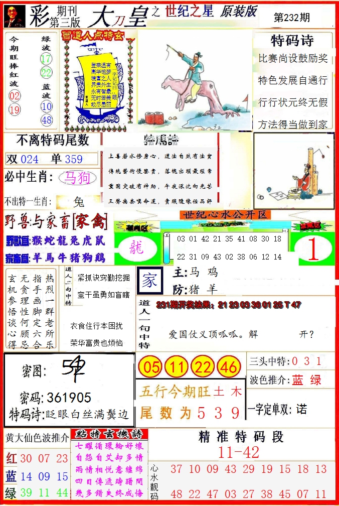 2024232期大刀皇之(世纪之星)