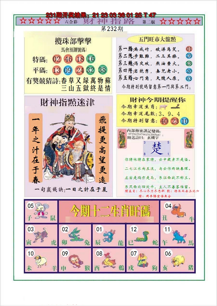 2024232期财神指路B