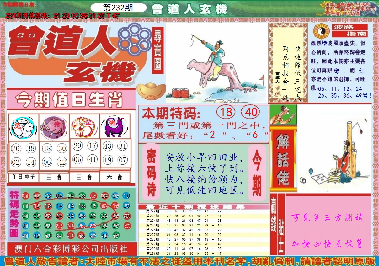 2024232期曾道人玄机A