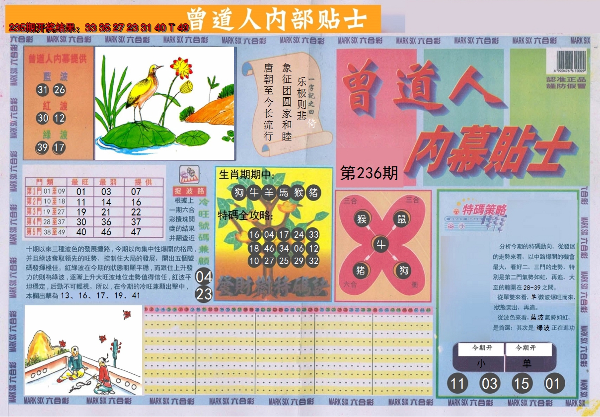 2024236期曾道人内幕贴士A