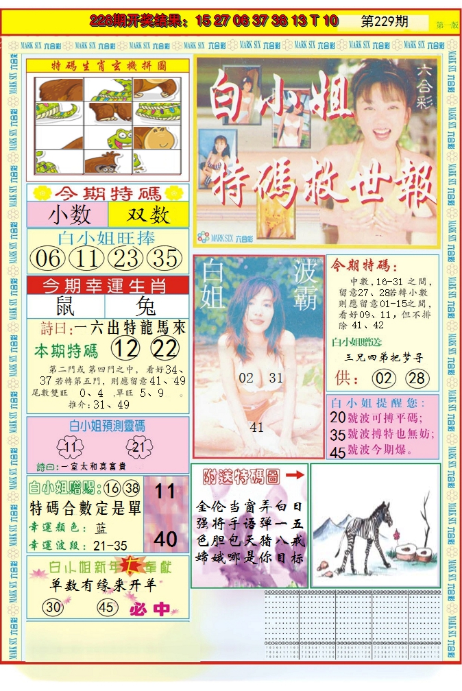 2024229期白小姐急旋风A