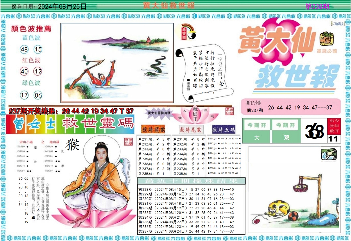 2024238期黄大仙救世A