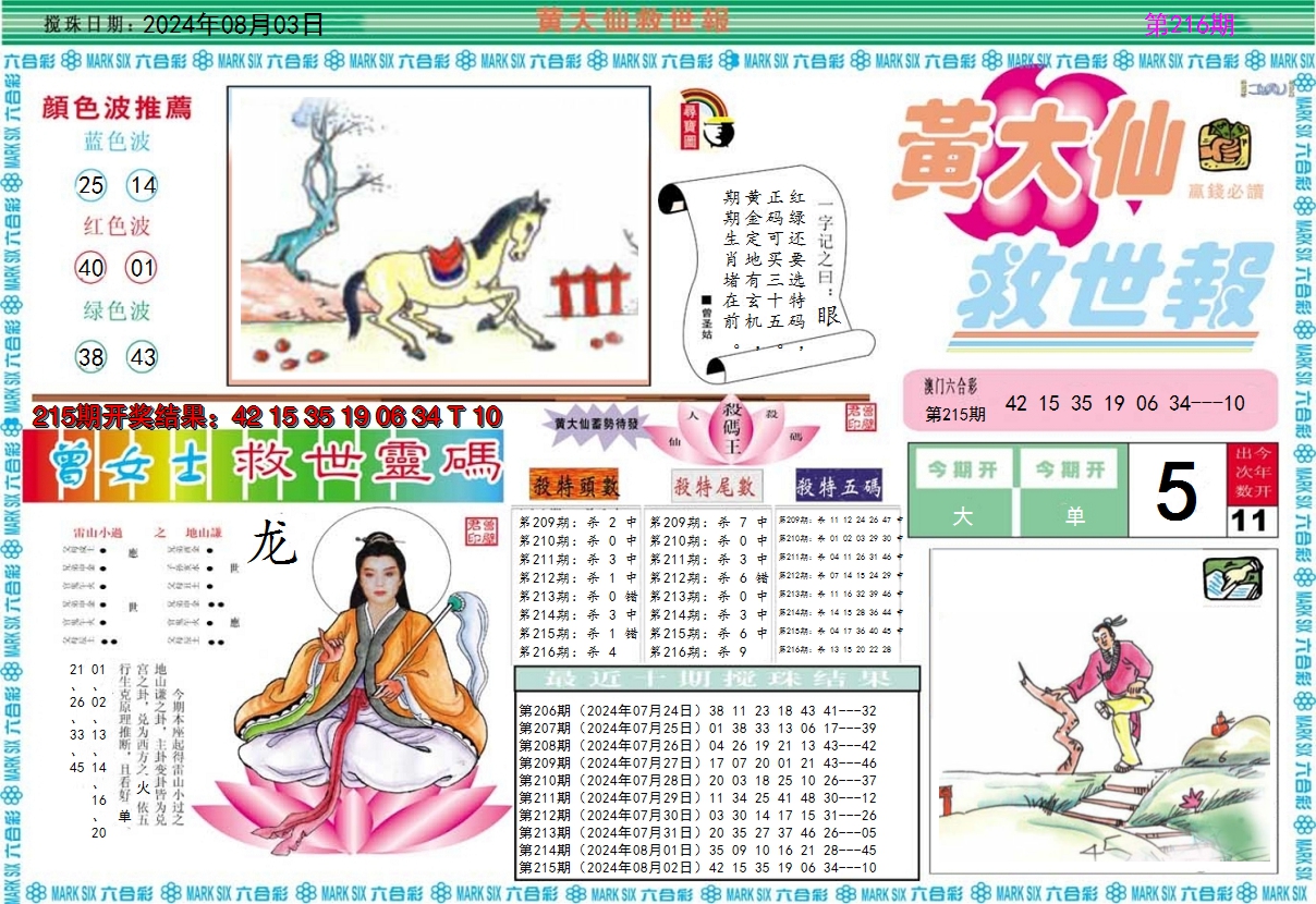 2024216期黄大仙救世A