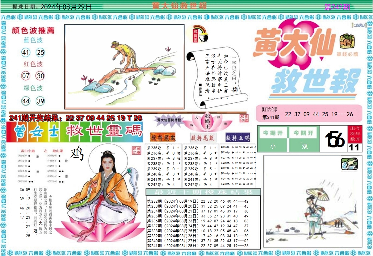 2024242期黄大仙救世A