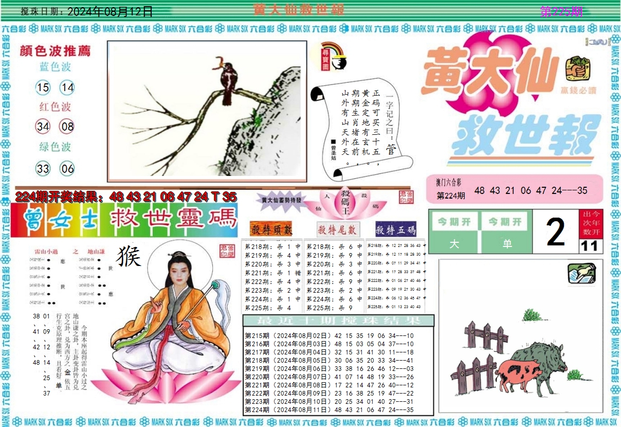 2024225期黄大仙救世A