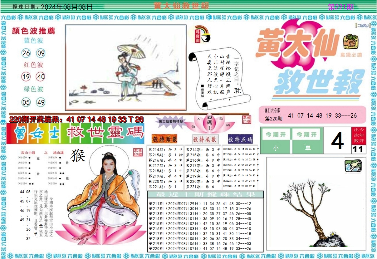 2024221期黄大仙救世A