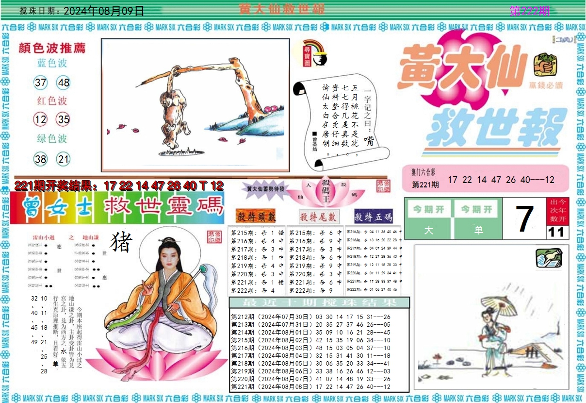 2024222期黄大仙救世A