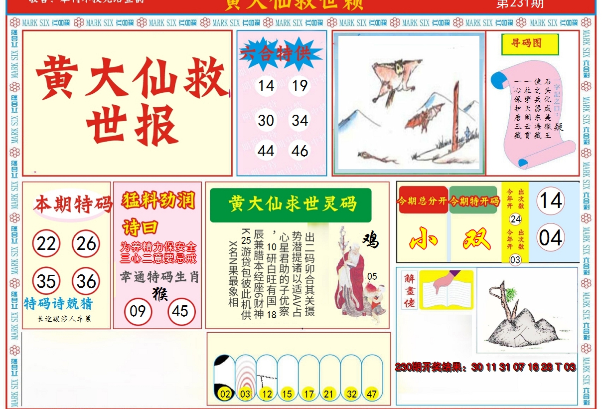 2024231期新黄大仙救世A