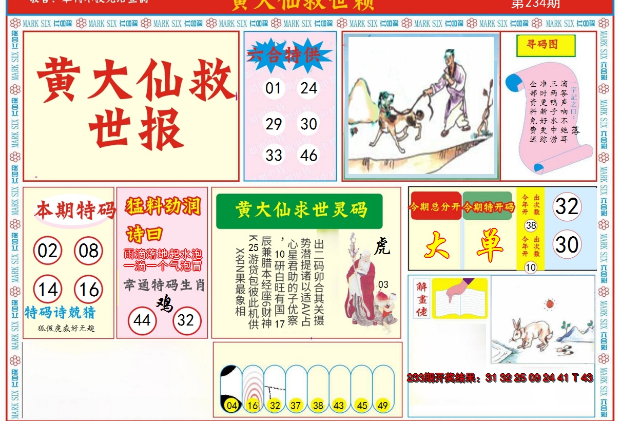 2024234期新黄大仙救世A