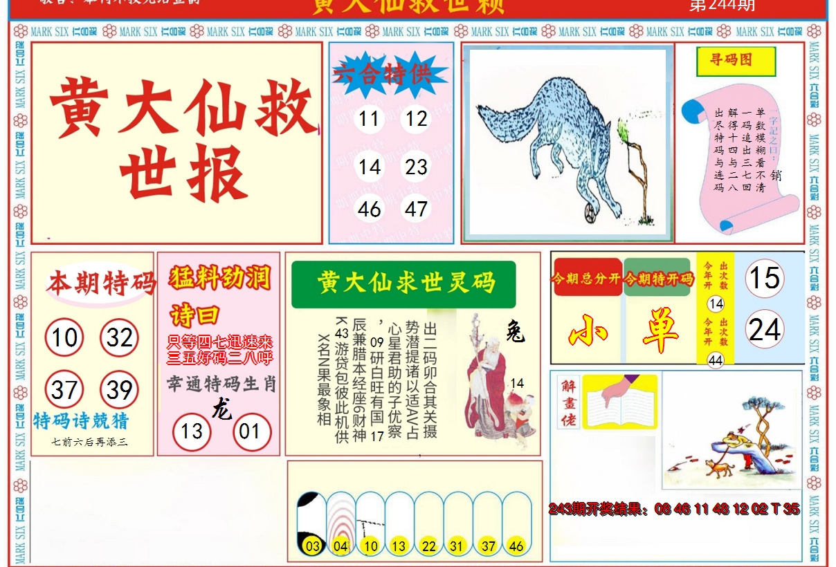2024244期新黄大仙救世A