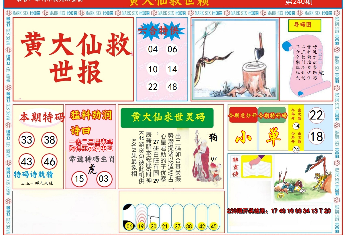 2024240期新黄大仙救世A
