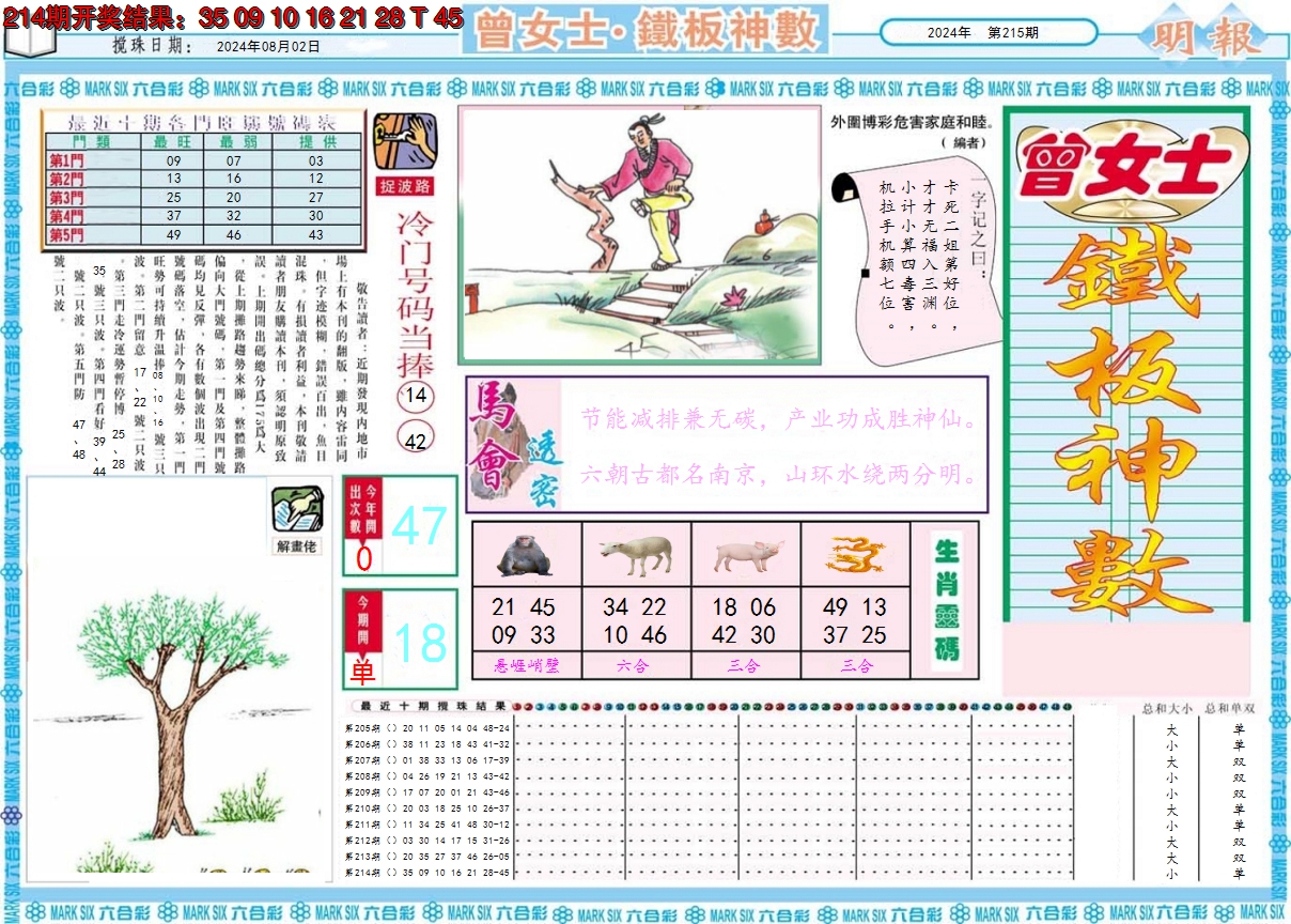 2024215期曾女士铁板神数A