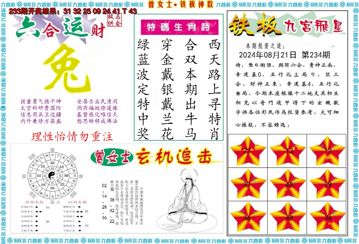 2024234期曾女士铁板神数B