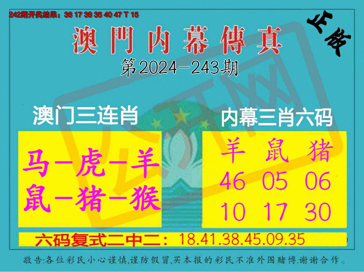 2024243期内幕传真三肖版