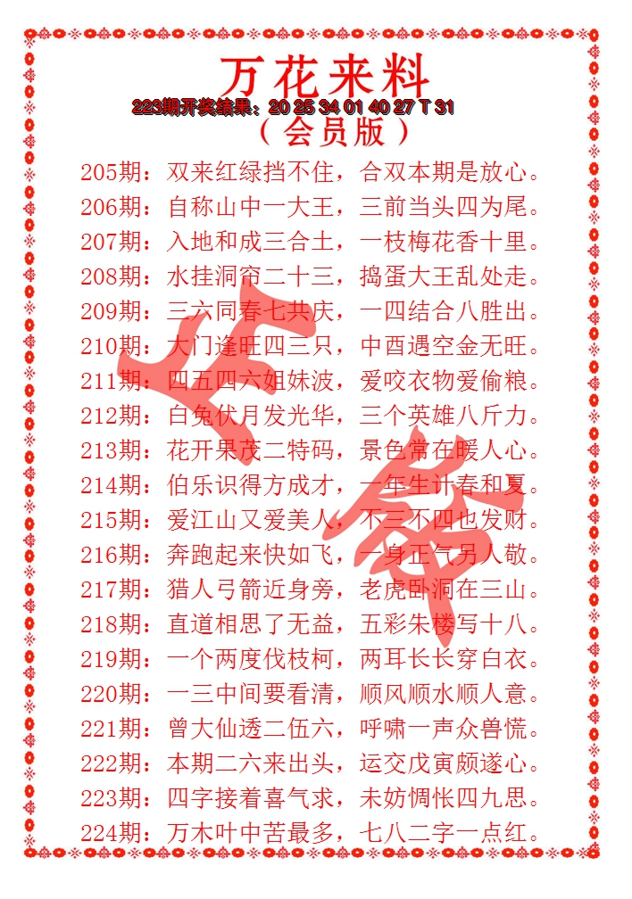 2024224期万花来料