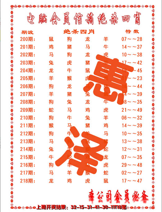 2024218期电脑会员-绝杀四肖