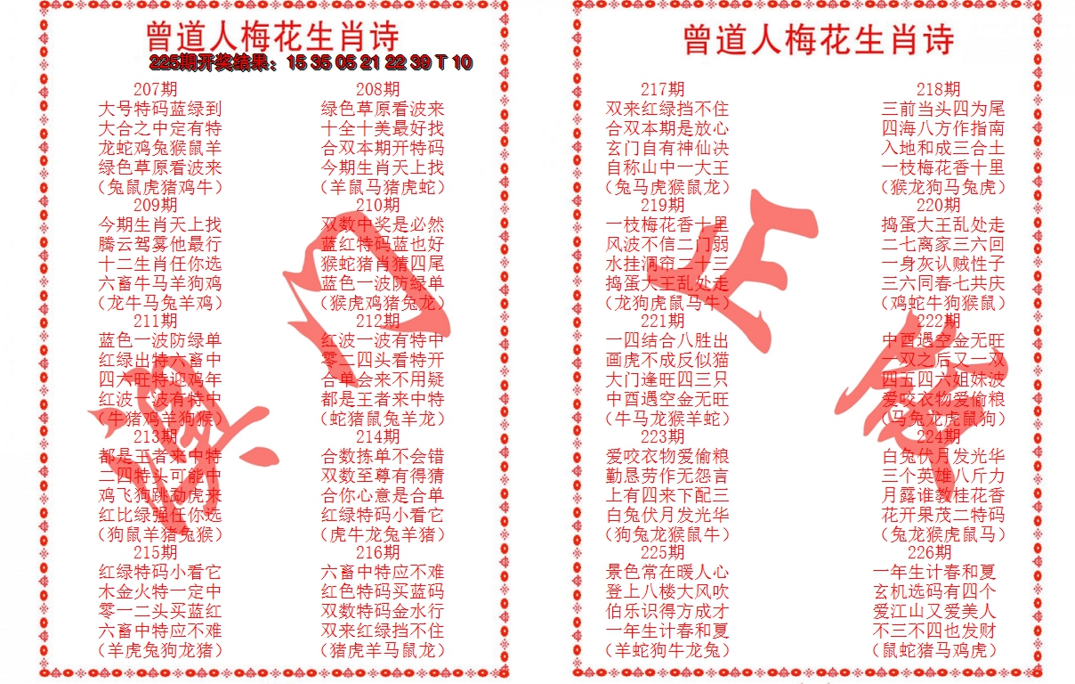 2024226期曾道人梅花生肖诗