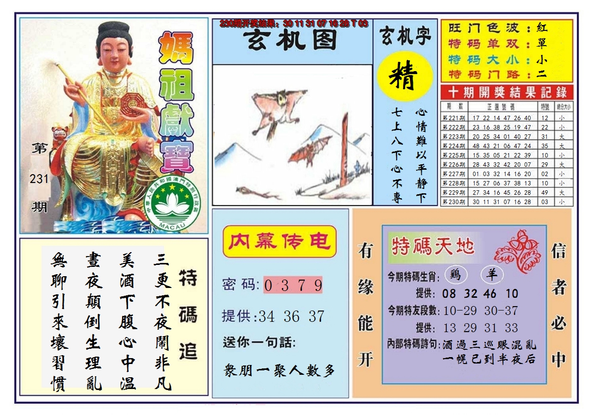 2024231期马祖献宝