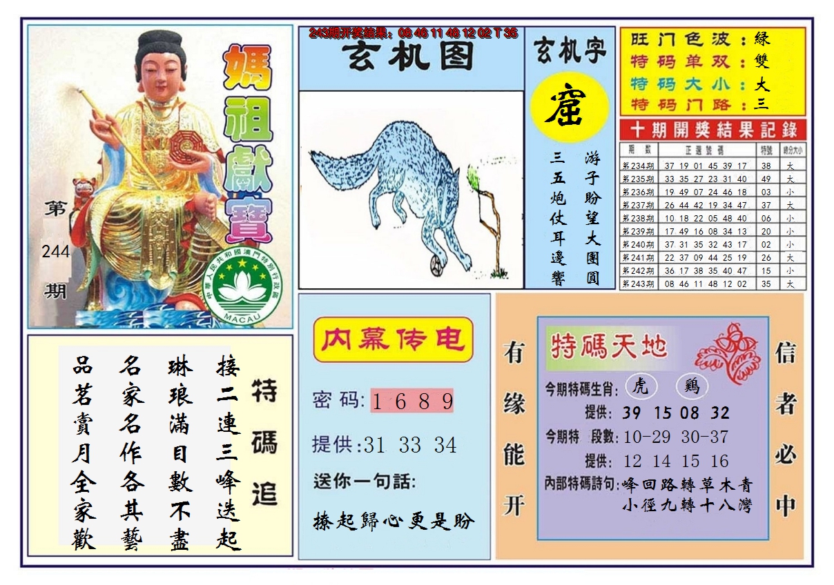 2024244期马祖献宝
