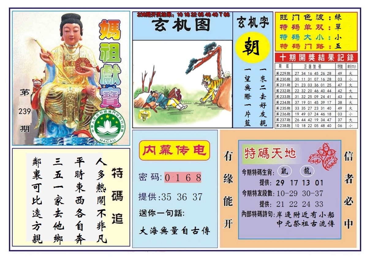 2024239期马祖献宝