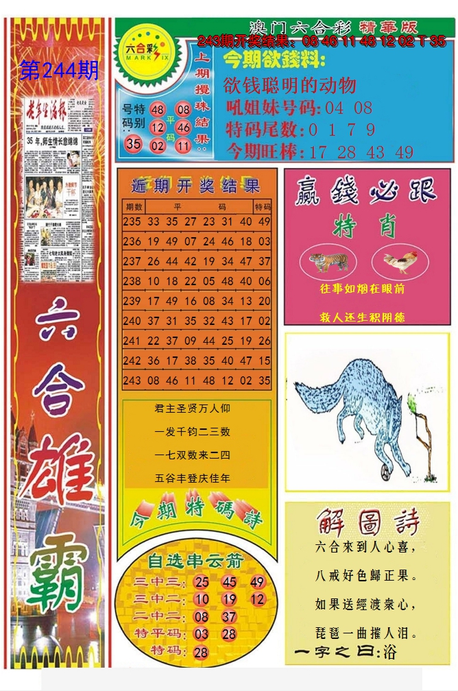 2024244期六合雄霸