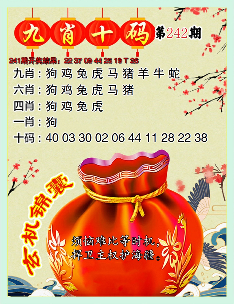 2024242期九肖十码