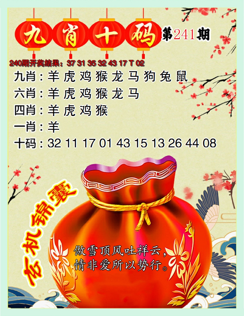 2024241期九肖十码