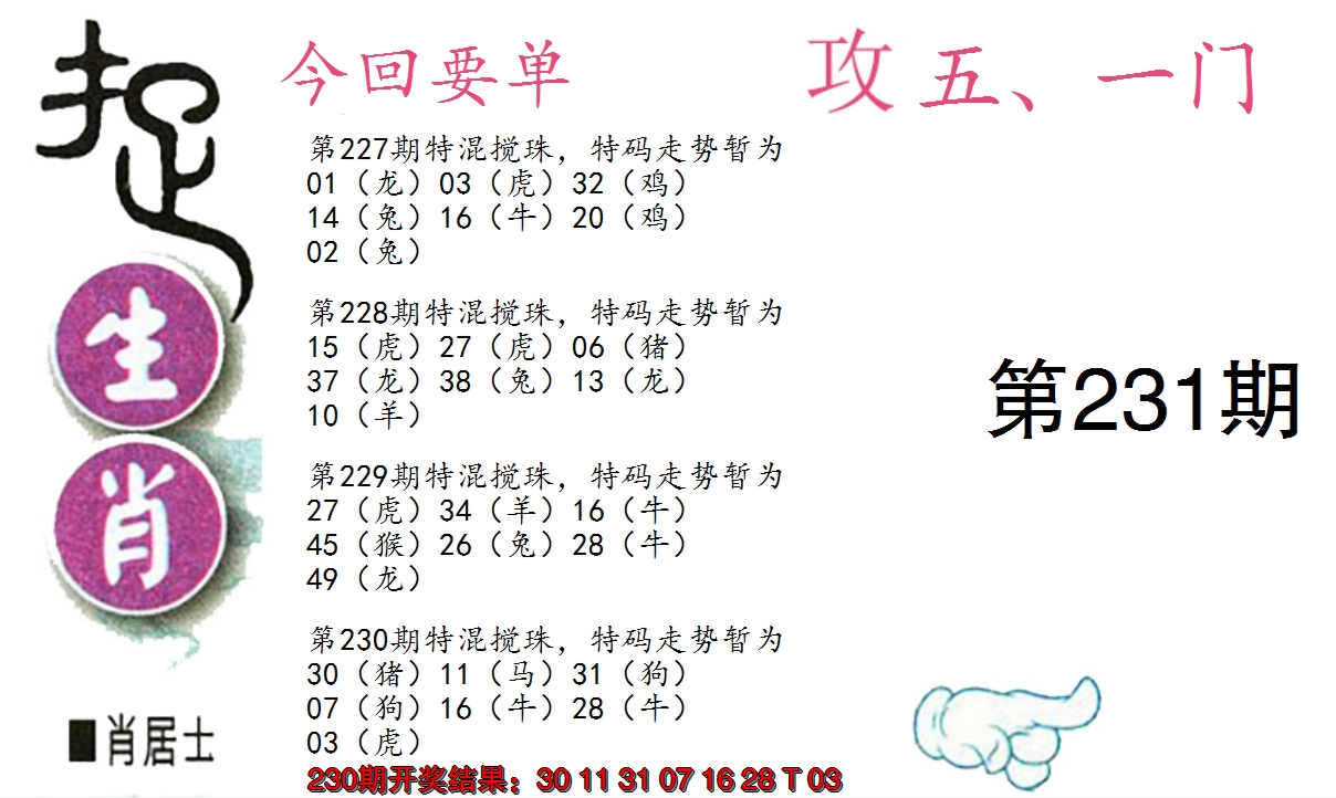 2024231期捉生肖
