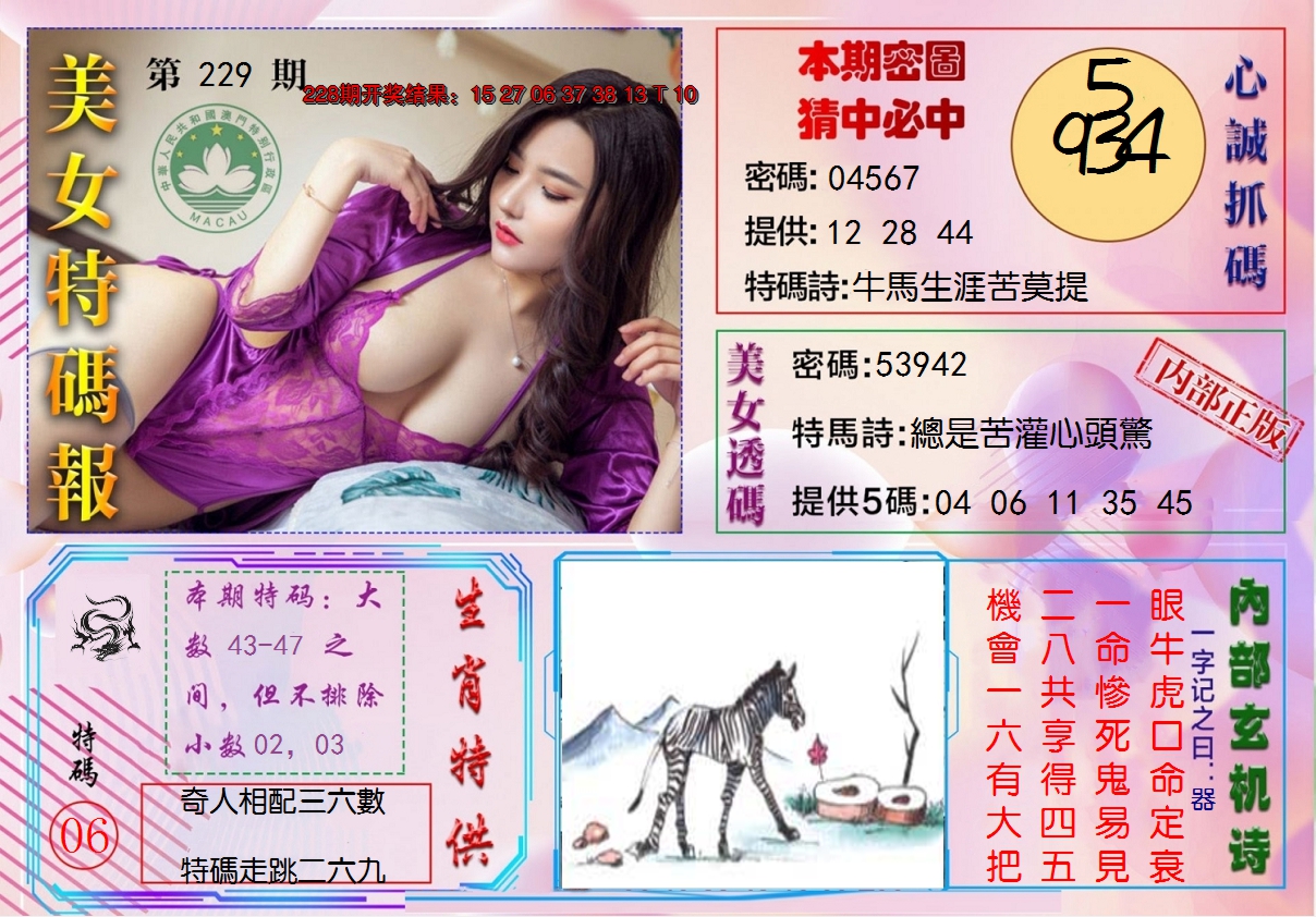 2024229期美女特码报