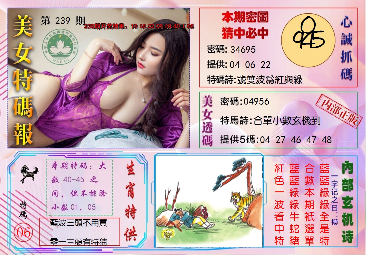 2024239期美女特码报