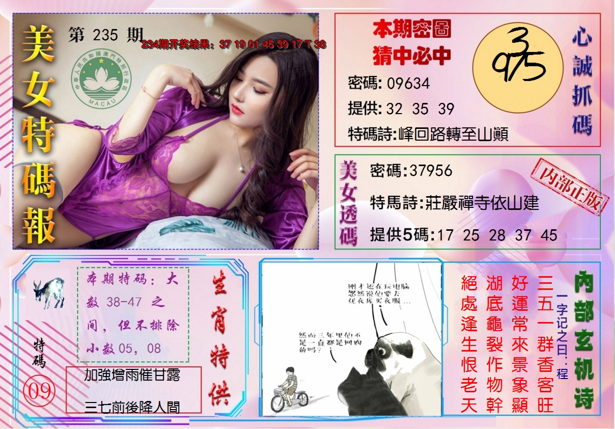 2024235期美女特码报