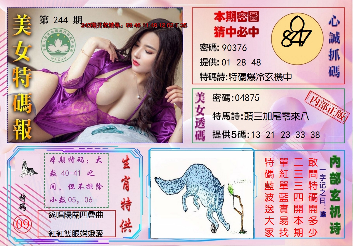 2024244期美女特码报