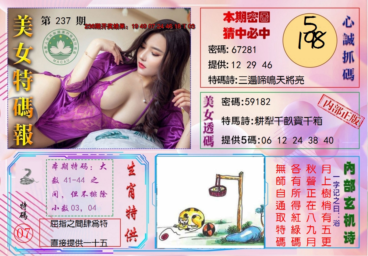 2024237期美女特码报