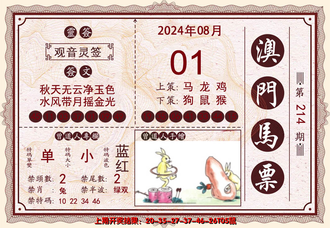 2024214期澳门马票