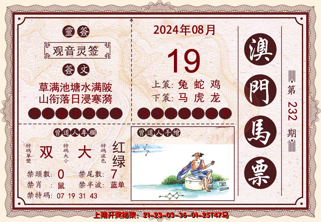 2024232期澳门马票