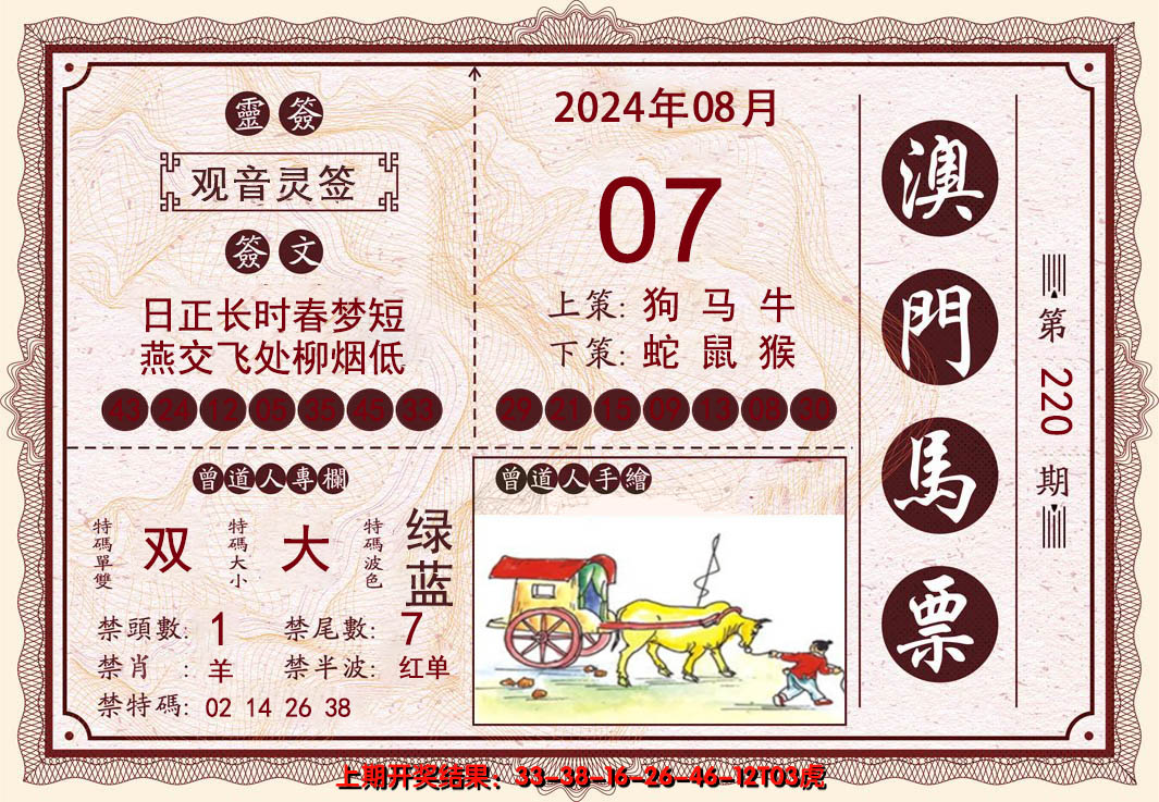 2024220期澳门马票