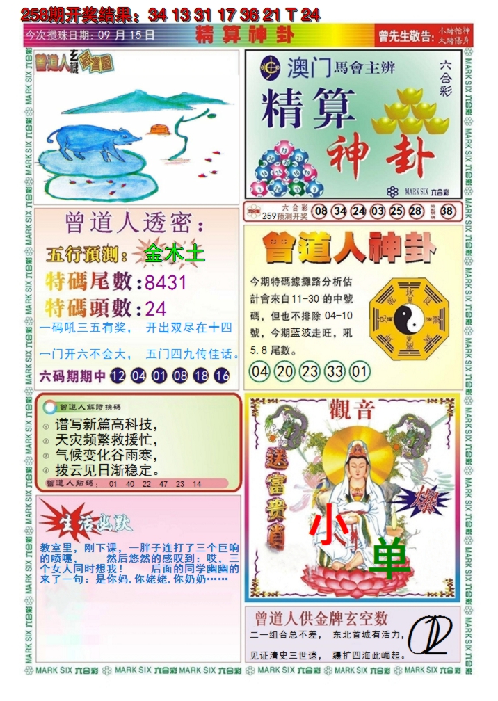 2024259期澳门精算神卦