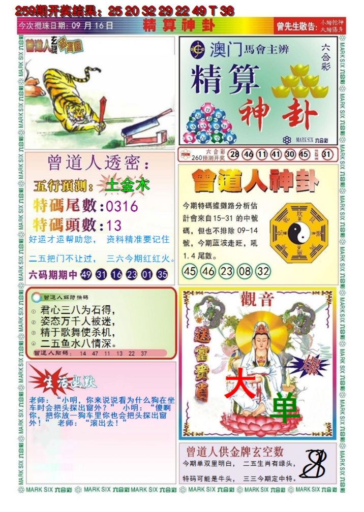2024260期澳门精算神卦