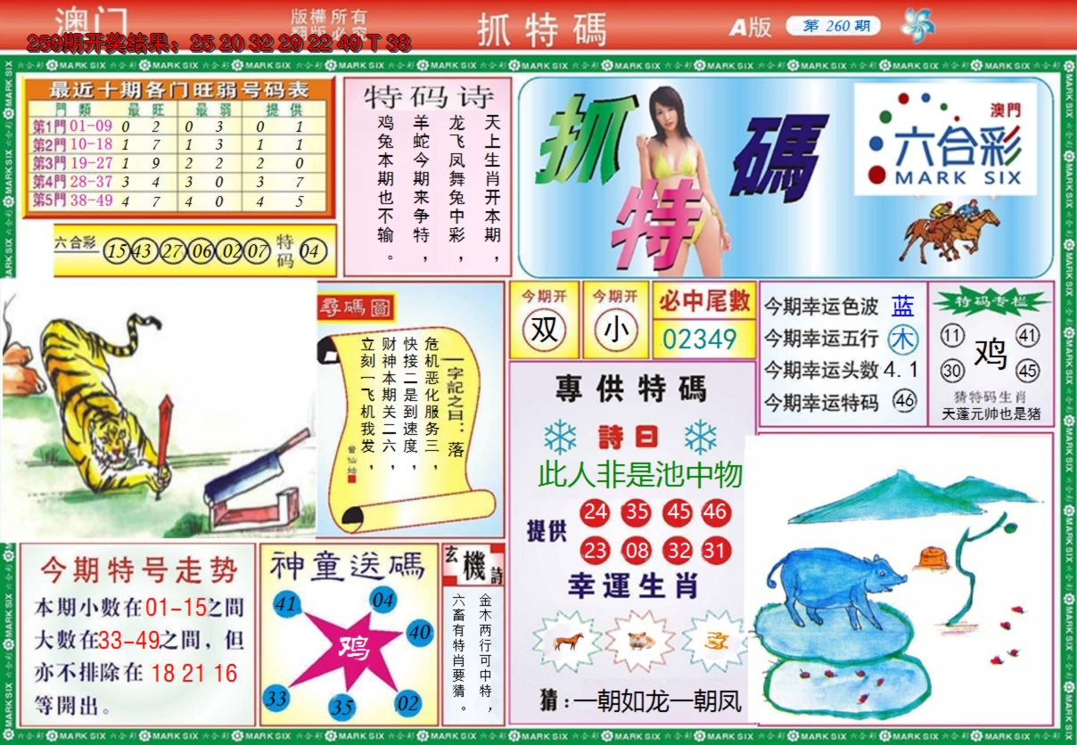 2024260期澳门抓特码A