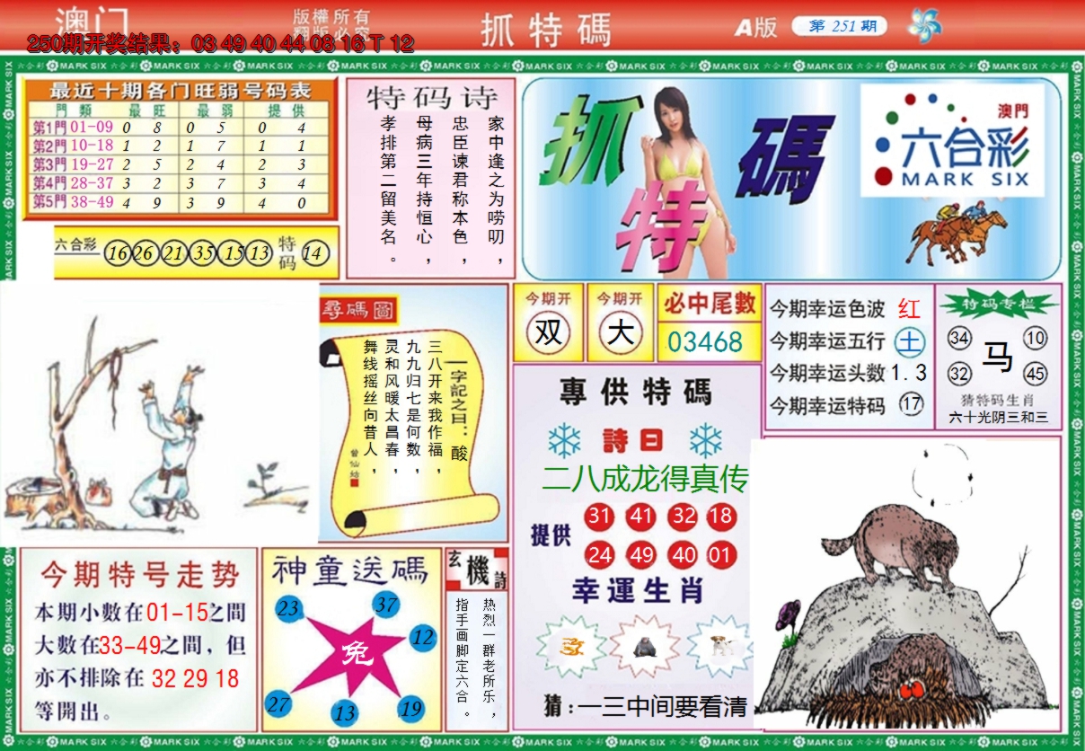 2024251期澳门抓特码A