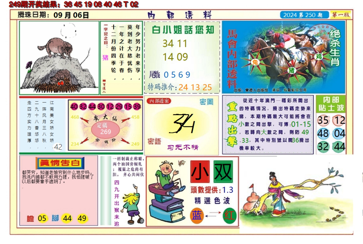 2024250期澳门内部透料A