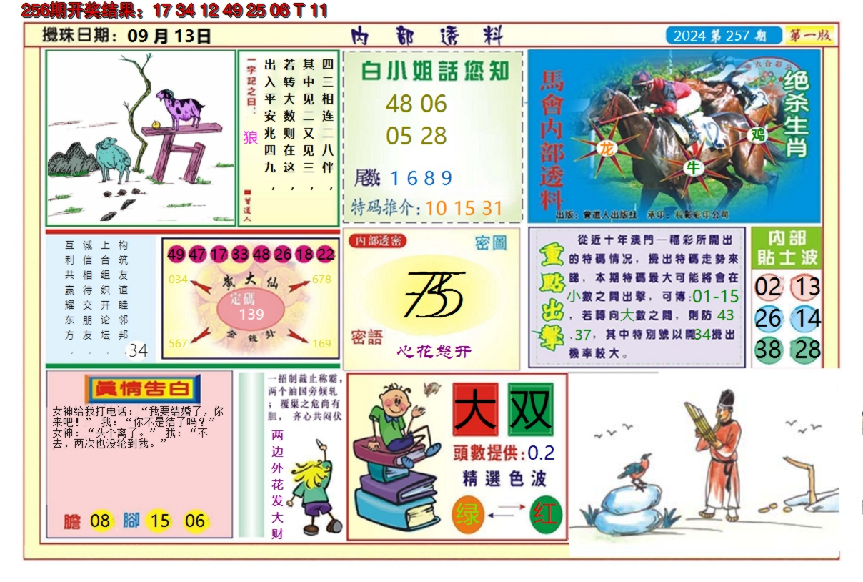 2024257期澳门内部透料A