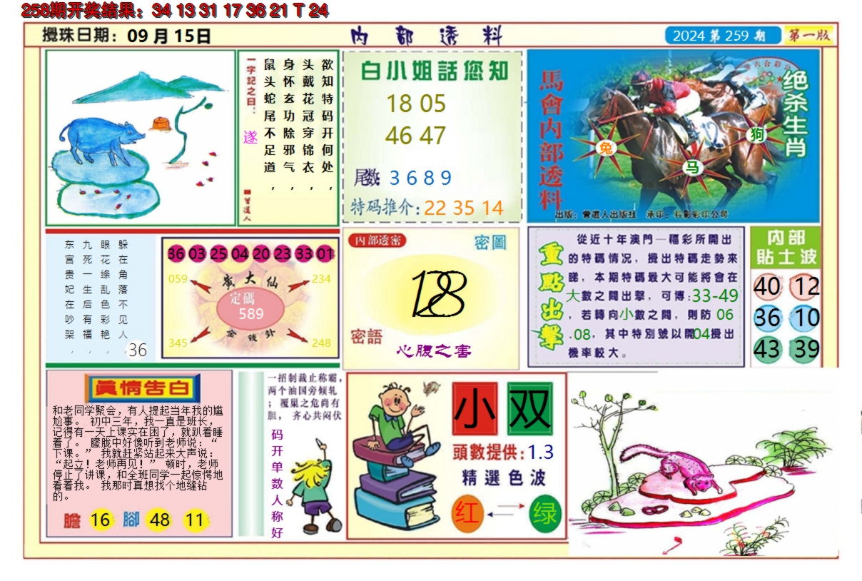 2024259期澳门内部透料A