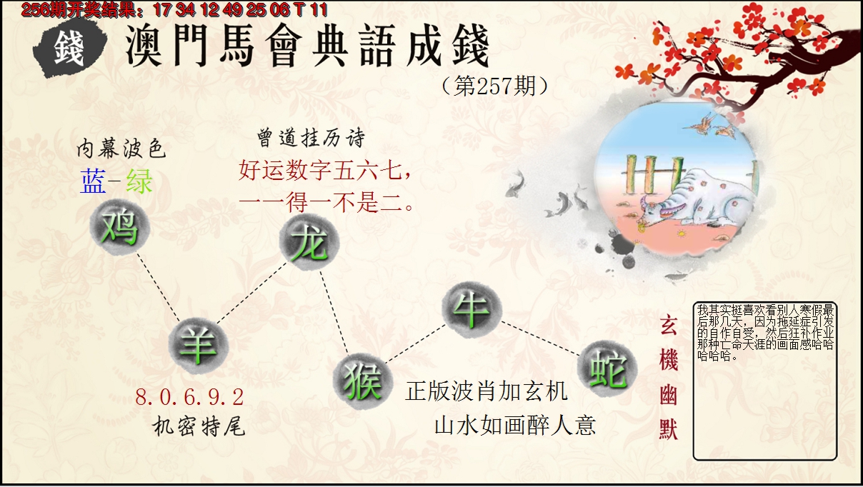 2024257期典语成钱
