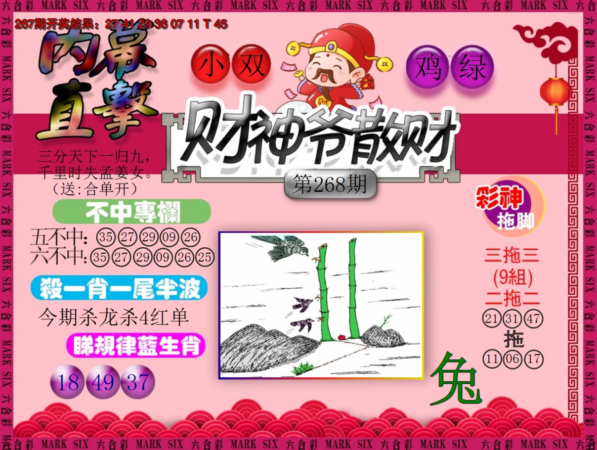 2024268期财神爷散财