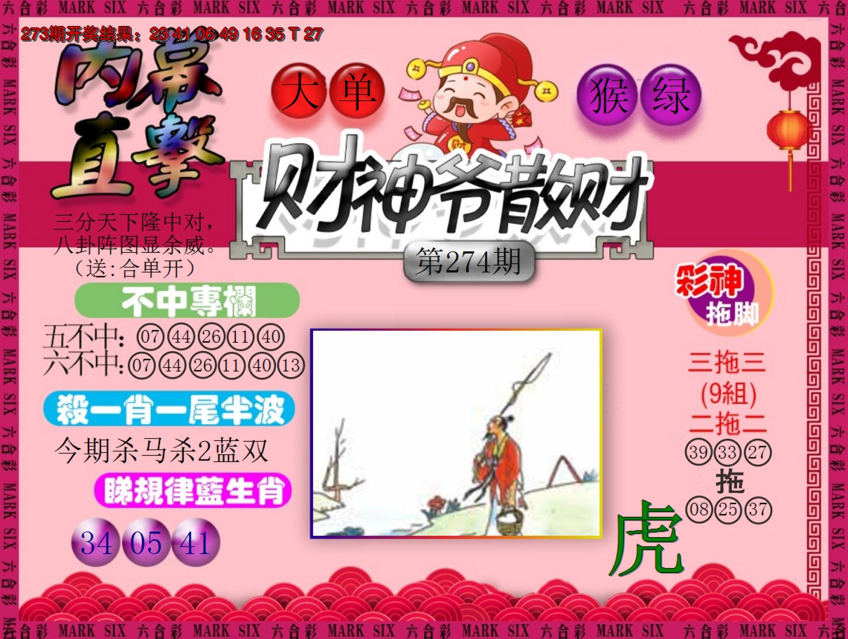 2024274期财神爷散财