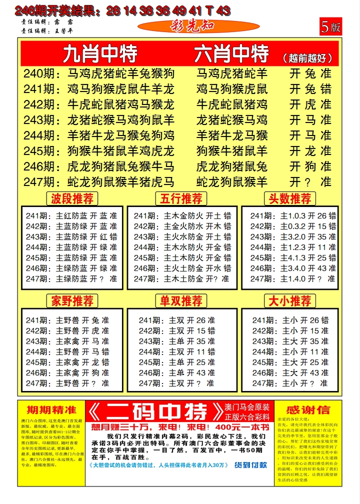 2024247期澳门彩先知D